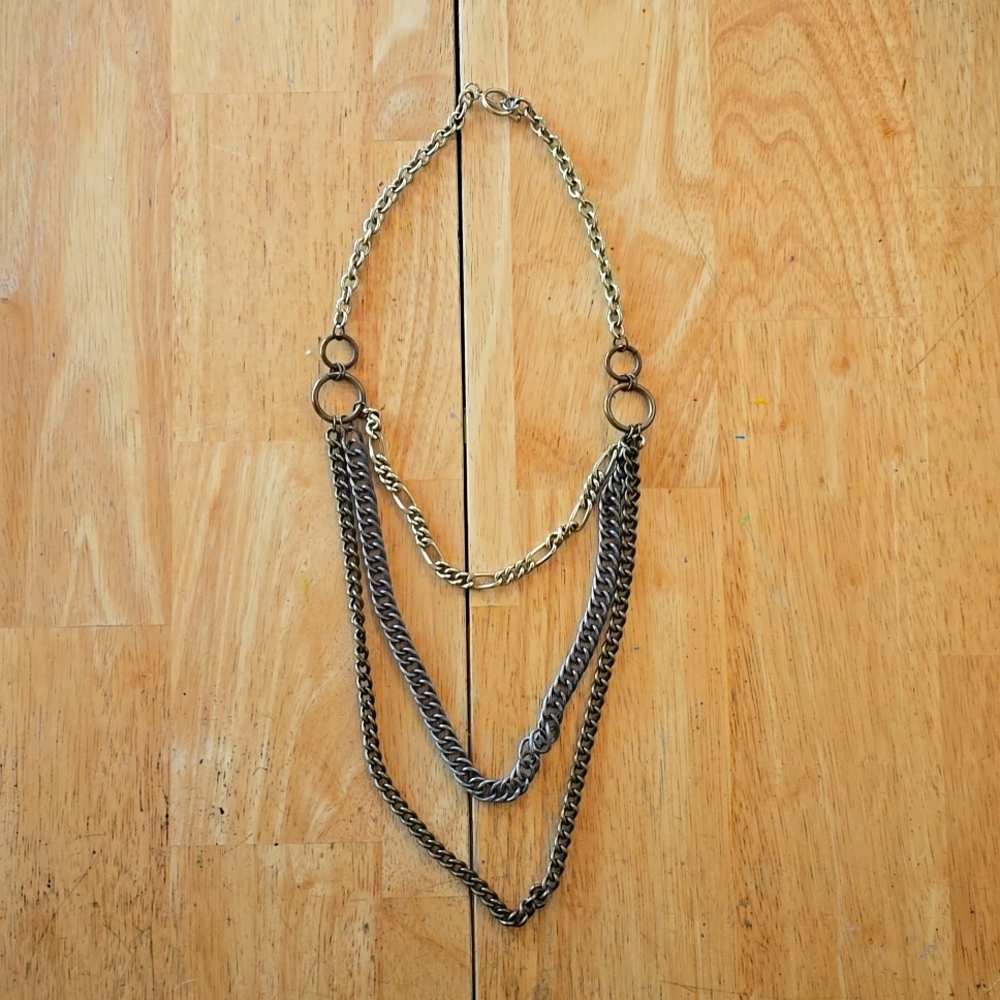 Three Chain Metal Necklace